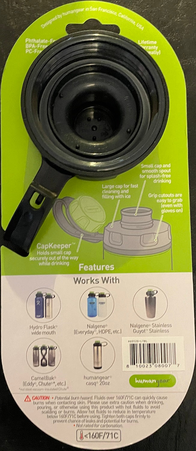 Human Gear CapCAP+ Narrow & Wide Mouth Bottle Cap Nalgene CamelBak Light Blue/Gray HG0520-LTBL