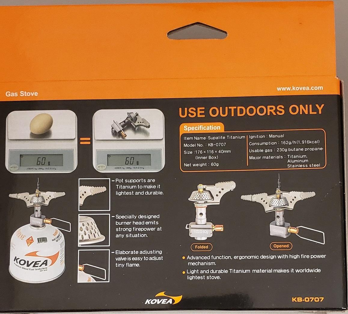Kovea Supalite Titanium Ultralight Gas Canister Backpacking Stove