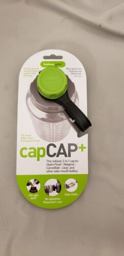 Human Gear CapCAP+ Narrow AND Wide Mouth Bottle Cap Nalgene CamelBak Green/Gray