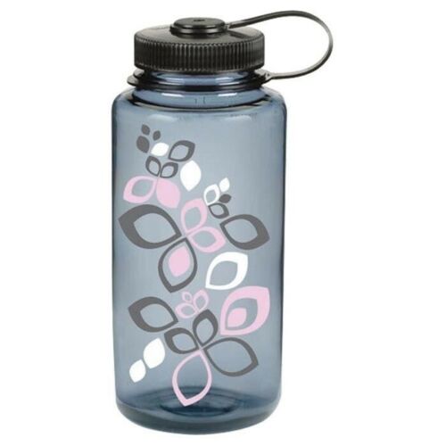 Nalgene Everyday Wide Mouth 32oz Loop Top Water Bottle Pink Bloom w/black Lid