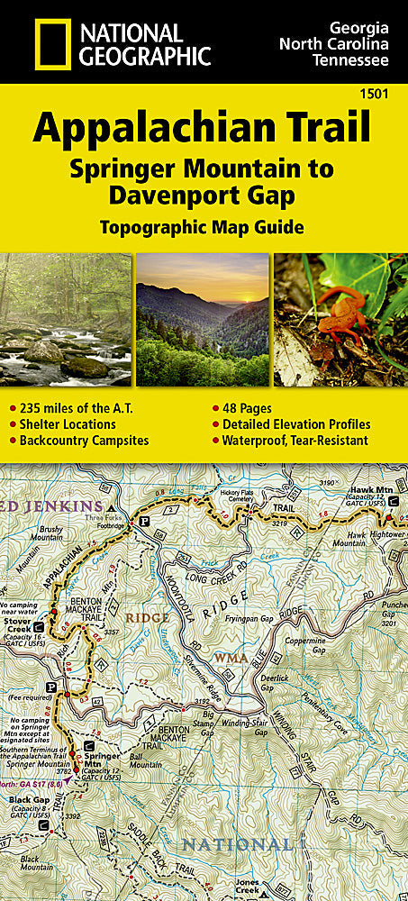 National Geographic Appalachian Trail Map Guide GA NC TN Springer-Davenport TI00001501