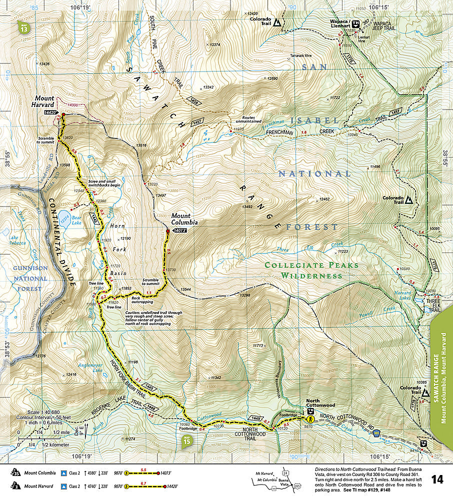 National Geographic TI Colorado 14ers North Topographic Map Guide TI00001302