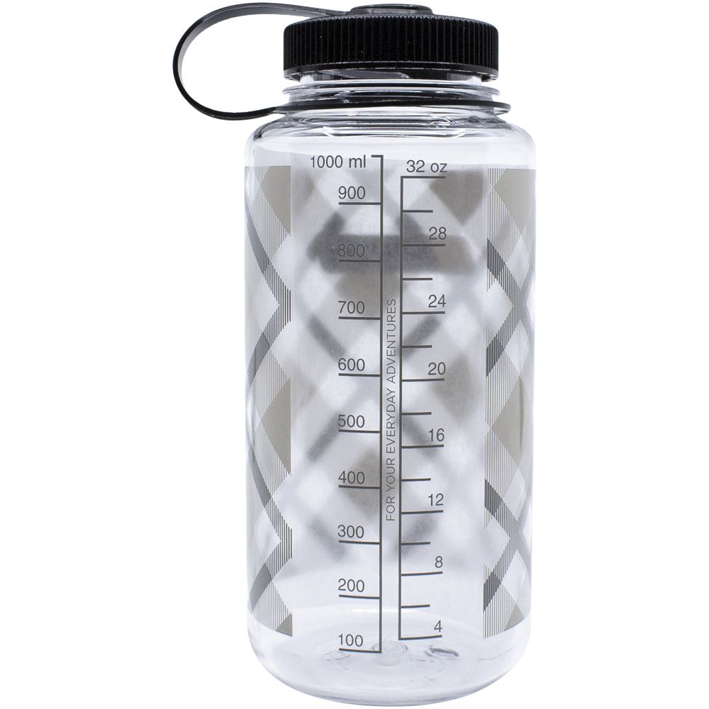 Nalgene Wide Mouth 32oz Bottle Purple Plaid with Black Cap