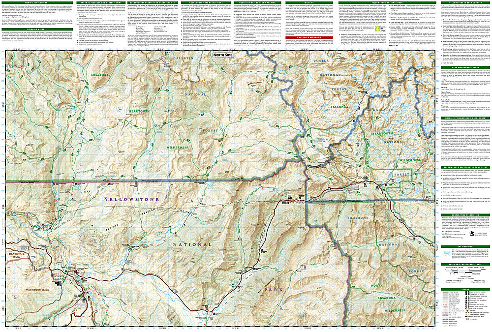 National Geographic Trails Illustrated WY NE Yellowstone Tower/Canyon Map TI00000304