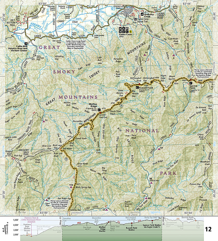 National Geographic Appalachian Trail Map Guide GA NC TN Springer-Davenport TI00001501