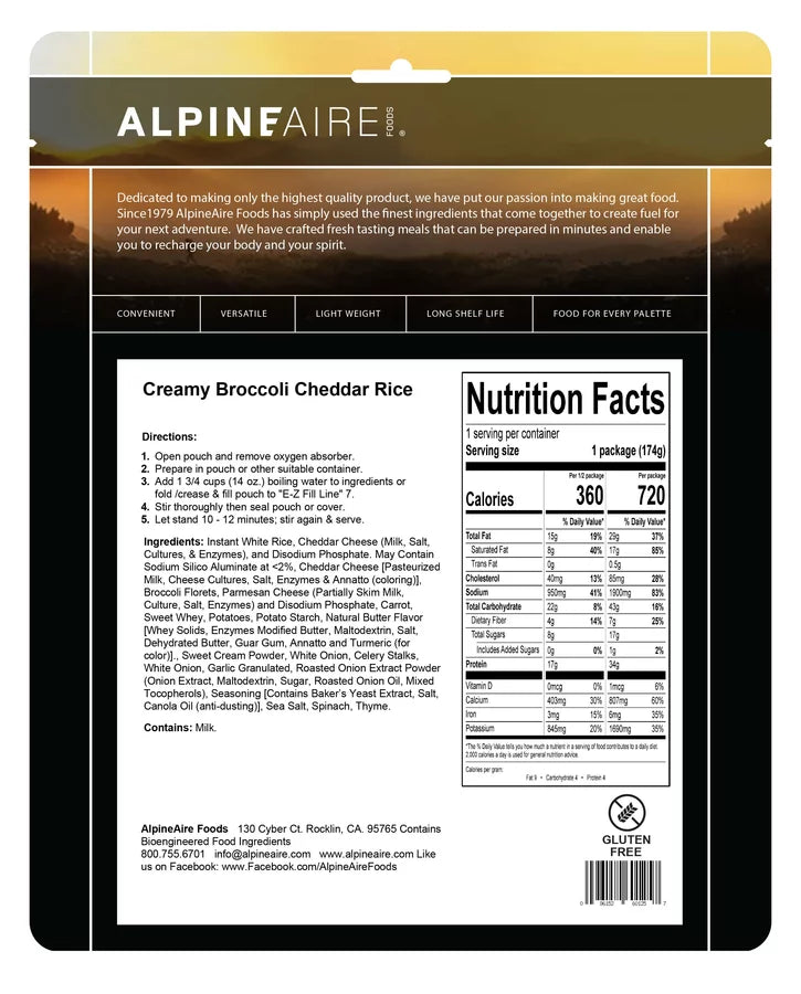 AlpineAire Creamy Broccoli Cheddar Rice 60125