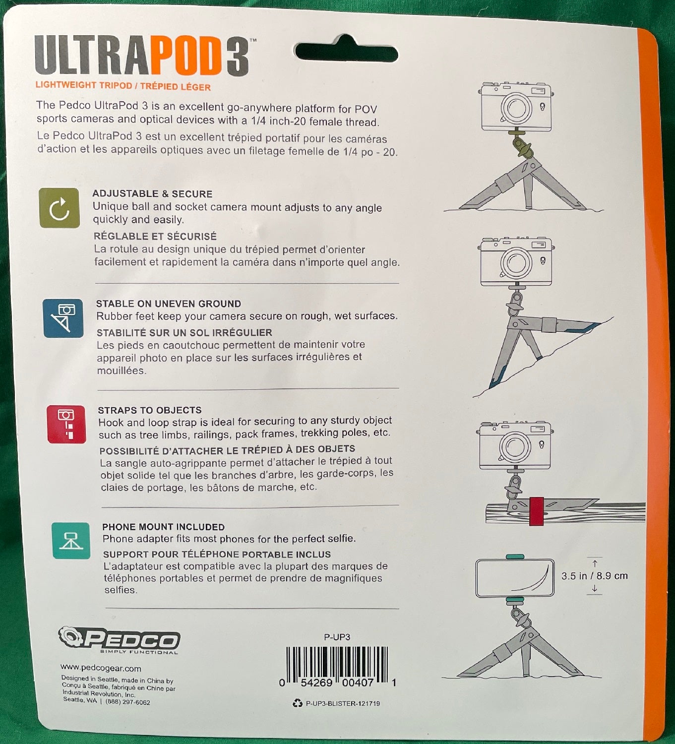 Pedco UltraPod 3 Tripod w/Phone Mount Retail P-UP3
