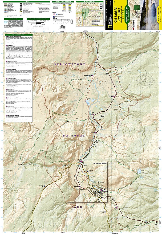 National Geographic Trails Illustrated WY Old Faithful Day Hikes Trail Map TI00000319
