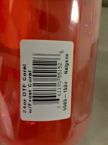 Nalgene On The Fly 24oz Water Bottle Clear Coral Pink w/Frost OTF Cap - BPA Free