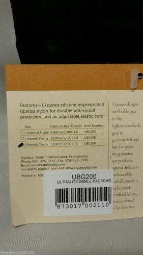 Equinox Stingray Ultralite Internal Frame S Pack Cover Black Silicone Nylon