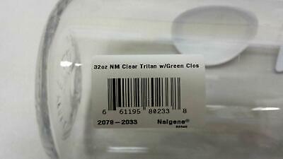 Nalgene Narrow Mouth 32oz BPA Free Tritan Water Bottle Clear w/Lime Green Lid