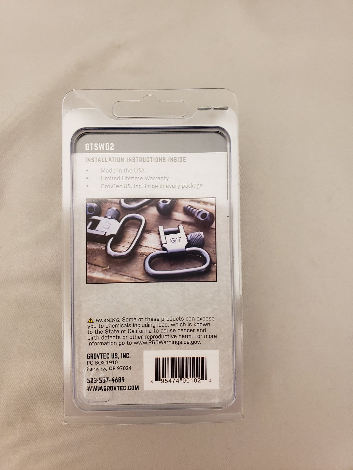 GROVTEC Black 1.25" Locking Sling Swivels 1-Pair GTSW02