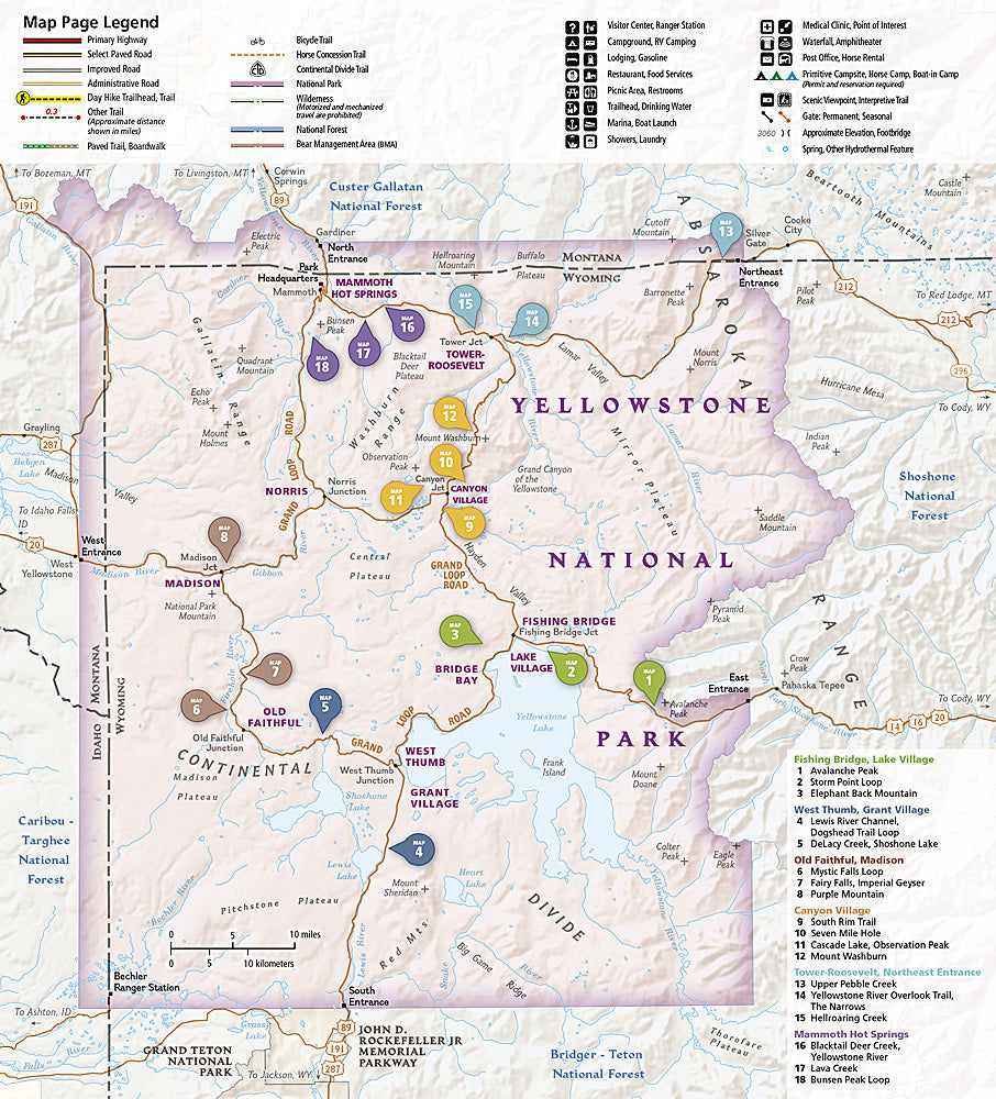 National Geographic TI Yellowstone National Park Day Hikes Topographic Map Guide TI00001705