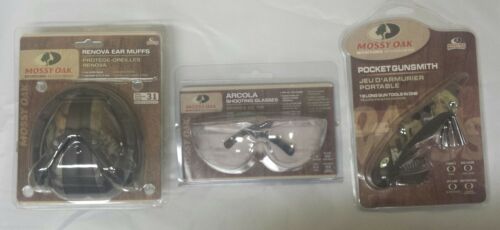 Mossy Oak Shooting Range Kit Arcola Glasses Renova Ear Muffs Pocket Gunsmith