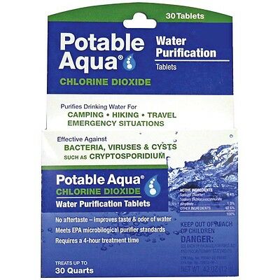 Potable Aqua Chlorine Dioxide Water Purification 30-Tablets