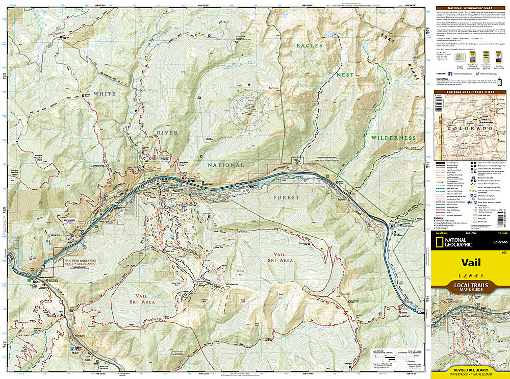 National Geographic Trails Illustrated Vail CO Local Trails Topo Map & Guide TI00000602