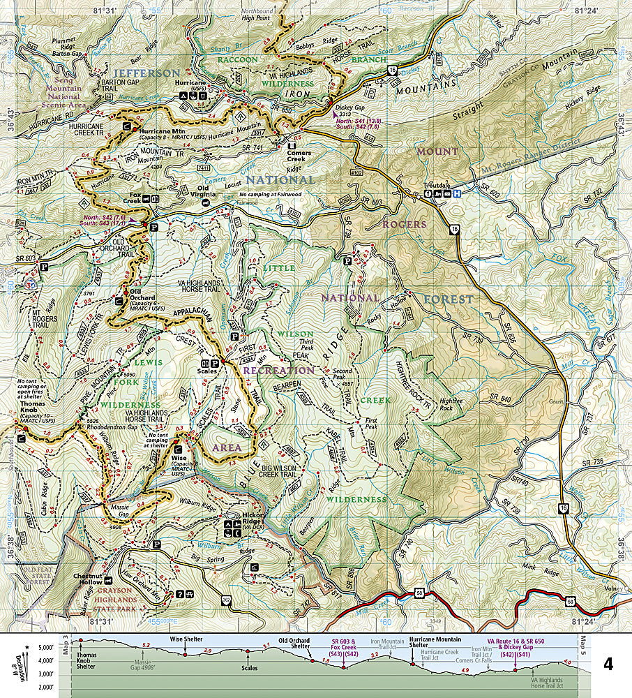 National Geographic Appalachian Trail Map Guide VA Damascus to Bailey Gap TI00001503