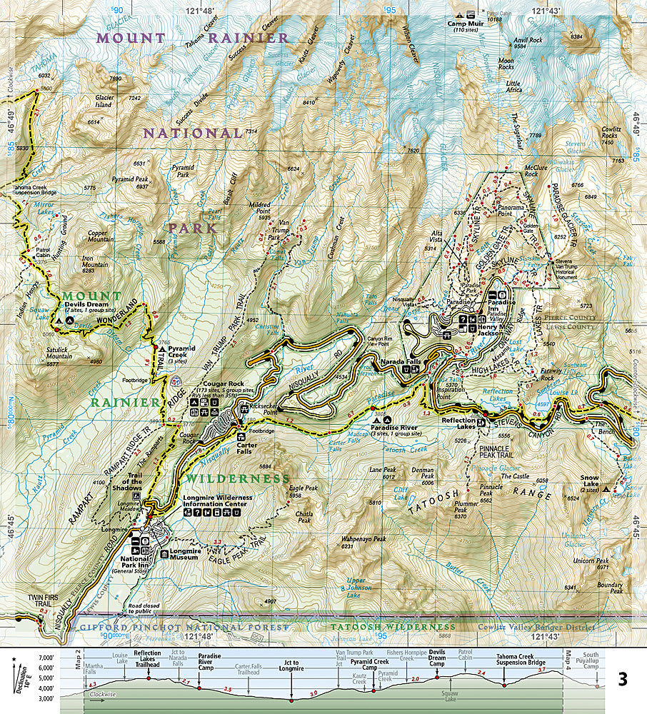 National Geographic TI WA Rainier Wonderland Trail Topographic Map Guide TI00001014