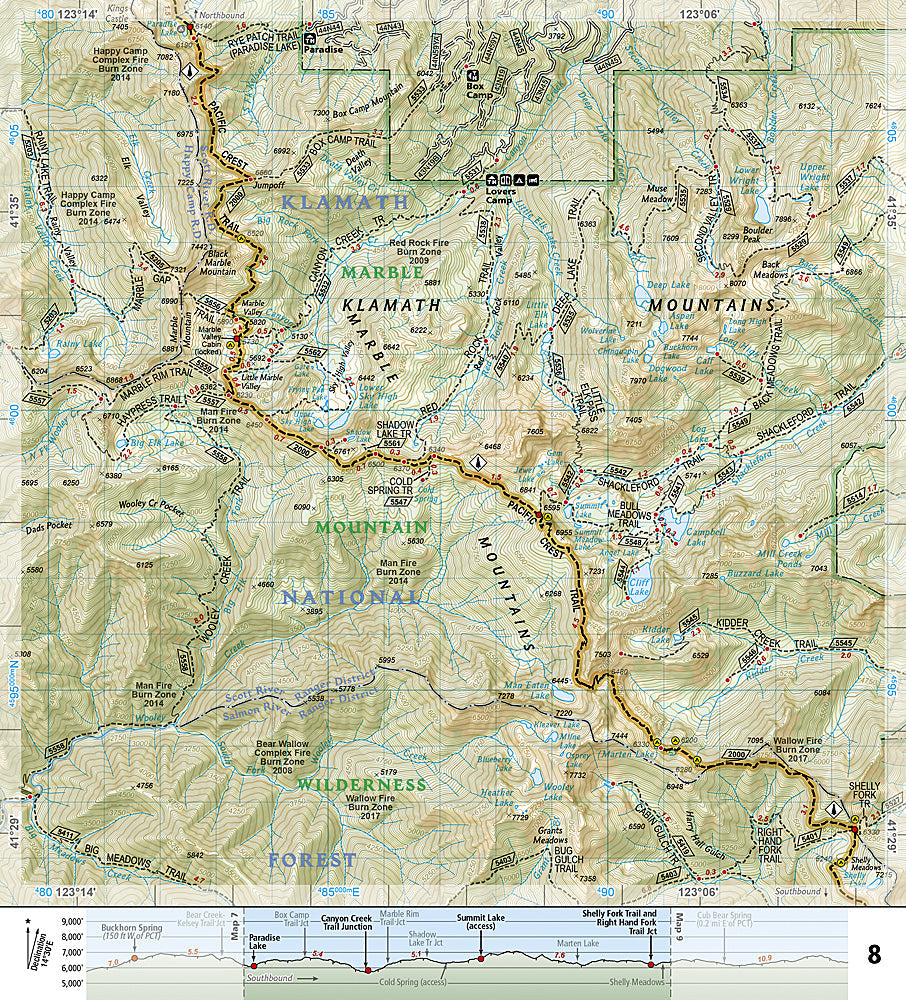 National Geographic TI Pacific Crest Trail CA Klamath Mtns Topographic Map Guide TI00001006