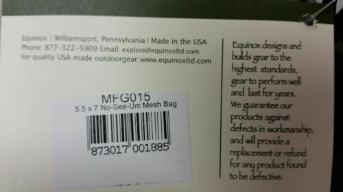 Equinox No-See-Um Mesh Storage Ditty Bag 5.5"x7" Stuff Sack w/Cordlock