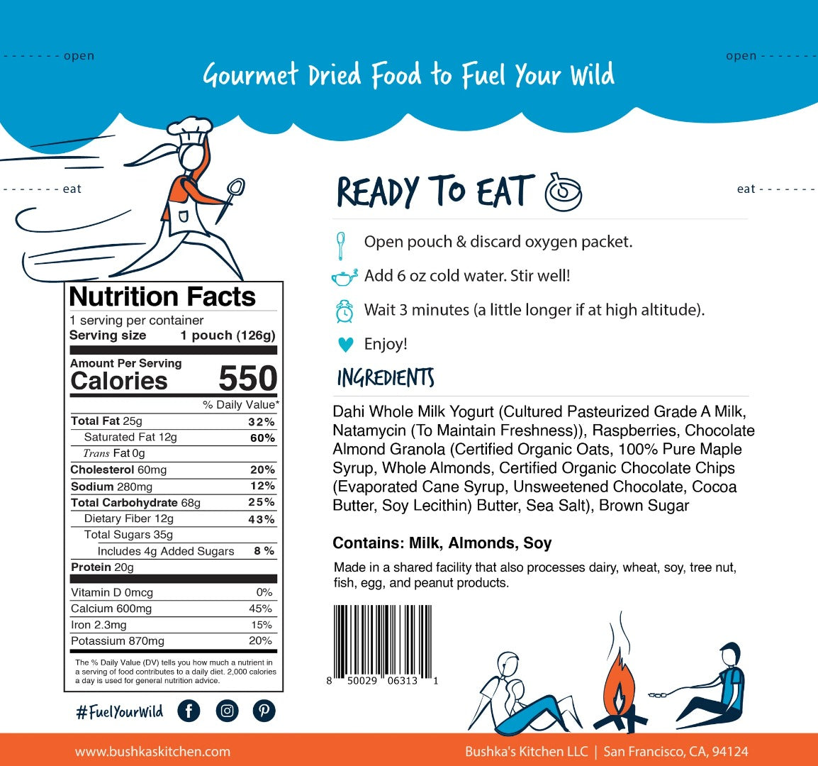 Bushka's Kitchen Yogurt Bowl w/Raspberries & Granola 1-Serve Freeze Dried Pouch