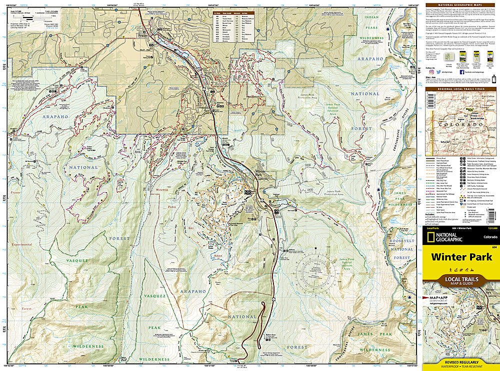 National Geographic Trails Illustrated Winter Park CO Local Trails Map & Guide TI00000604