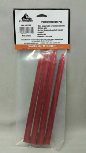 Liberty Mountain Phatty Ultralight Peg Red Stakes 6-Pack for Tents Tarps