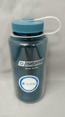 Nalgene Everyday Wide Mouth 32oz Loop Top Water Bottle Cadet Blue w/Green Lid