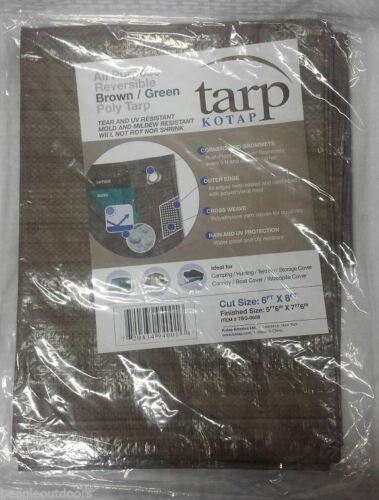Kotap 6' X 8' Reversible Brown/Green Waterproof Poly Tarp UV Resistant