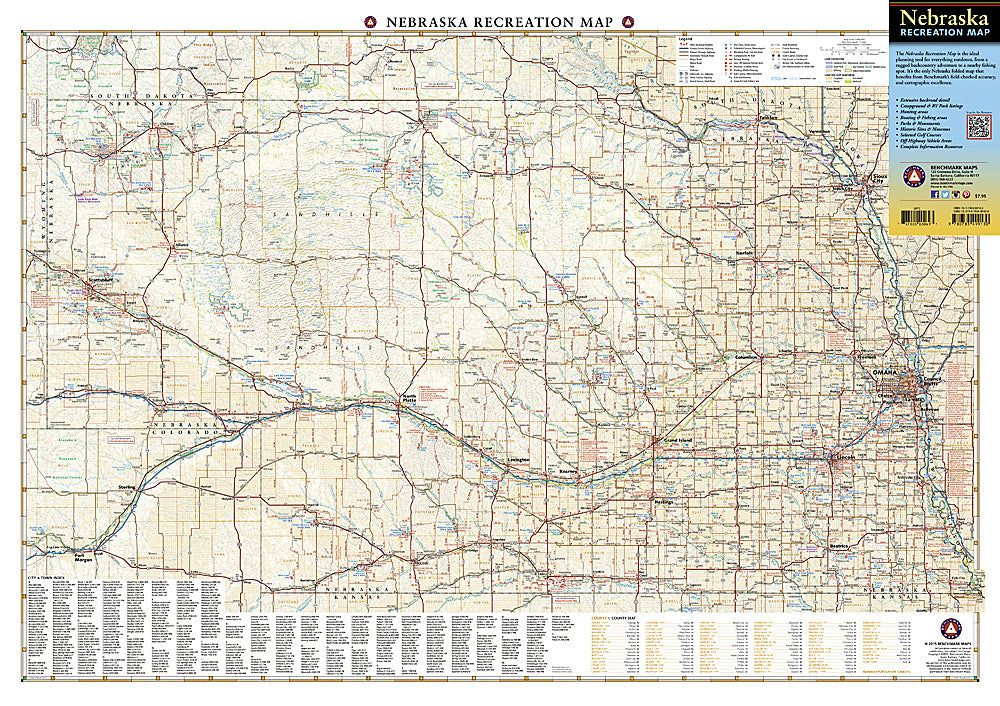 National Geographic Benchmark Nebraska NE Recreation Map BE0BENNERM