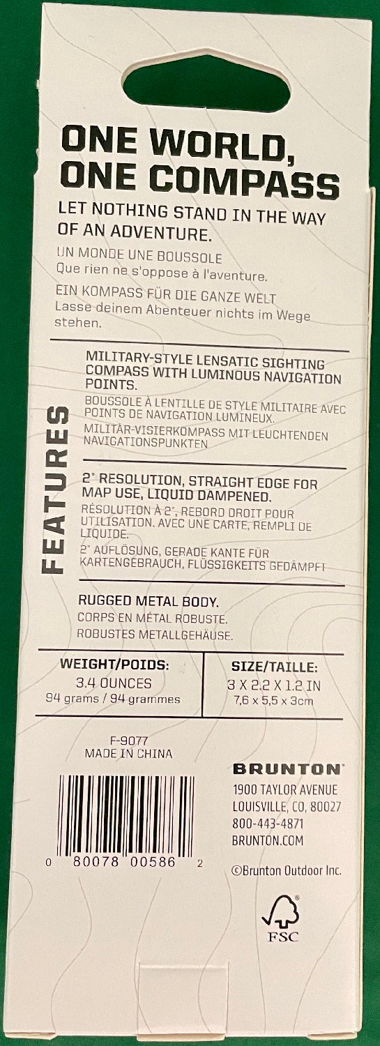 Brunton 9077 Lensatic Military-Style Compass F-9077
