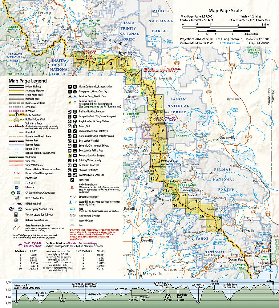 National Geographic TI Pacific Crest Trail CA Shasta Lassen Topographic Map Guide TI00001007