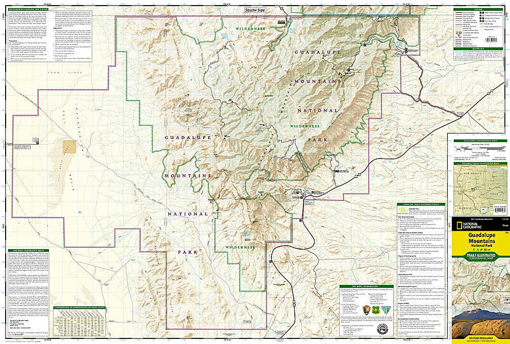 National Geographic Trails Illustrated TX Guadalupe Mountains Natl Park Map TI00000203