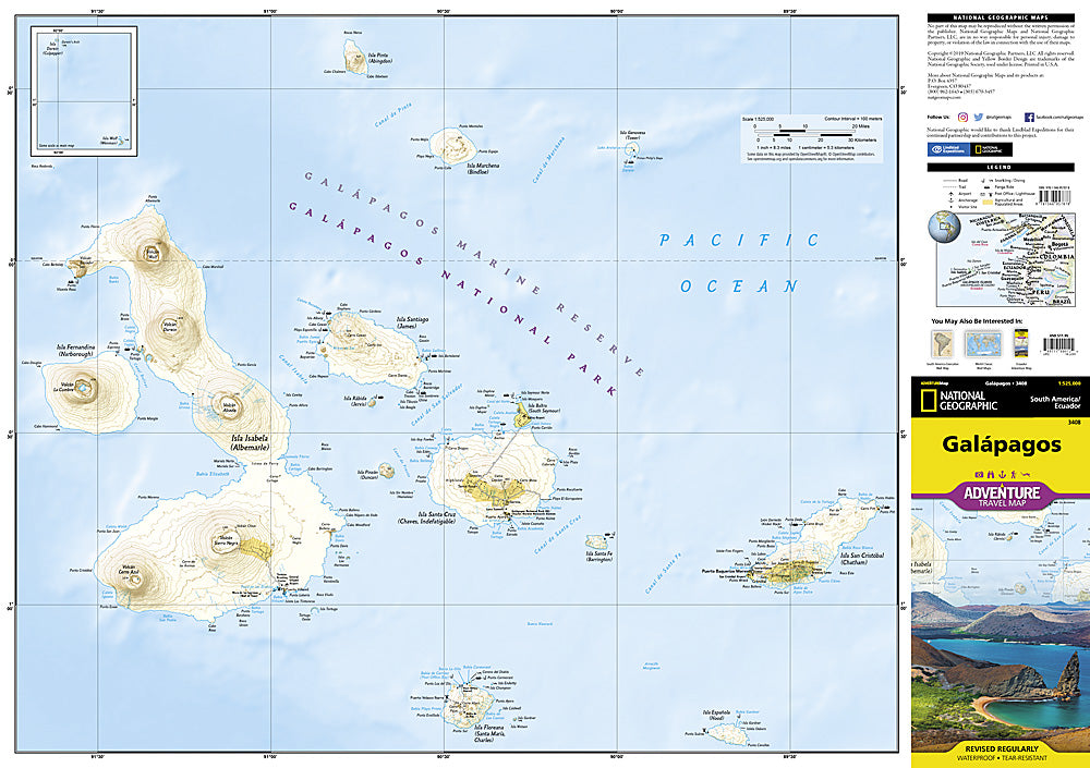 National Geographic Adventure Map Galapagos Islands South America AD00003408