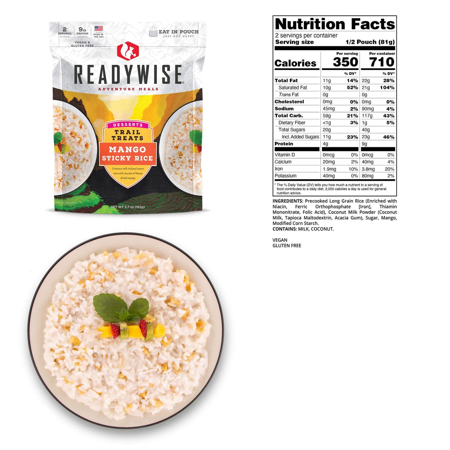 ReadyWise Trail Treats Mango Sticky Rice 2 Servings