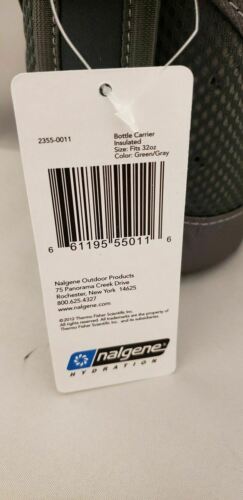 Nalgene Hand Held Insulated 32oz Bottle Sleeve/Carrier w/Zipper Storage Gray