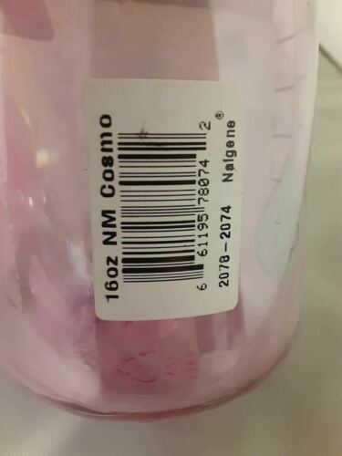 Nalgene Narrow Mouth 16oz Loop Top Water Bottle Cosmo Pink w/Silver Lid BPA Free
