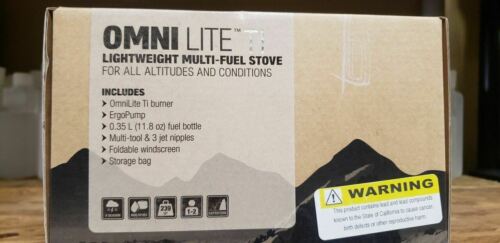 Primus Omni-Lite Ti Multi-Fuel Gas Stove w/Fuel Bottle, Windscreen & Stuff Sack