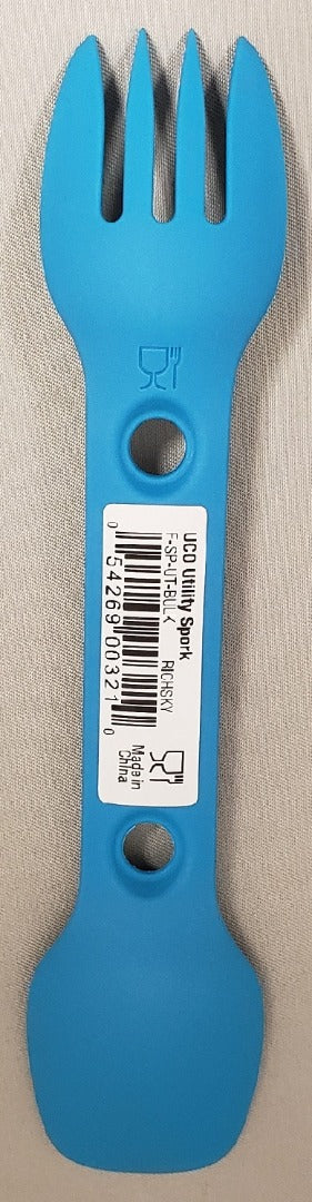 UCO Utility Spork Fork-Spoon-Knife Combo 7'' Utensil Rich Sky Blue F-SP-UT-BULK