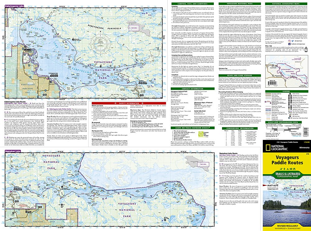 National Geographic Trails Illustrated MN Voyageurs Paddling Routes Topo Map TI00000410