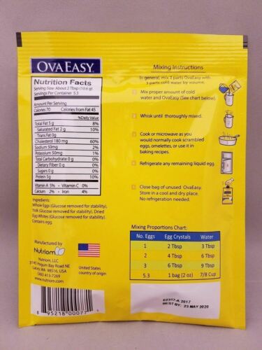 Nutriom OvaEasy 100% Real All Natural Powdered Whole Egg Crystals - 5.3 Eggs