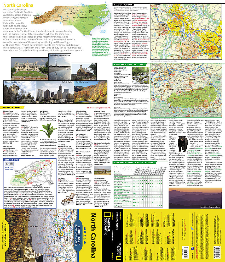 National Geographic GuideMap NC North Carolina Road Map/Travel Guide GM01020542