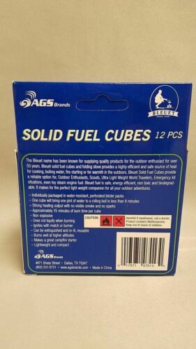 Bleuet Backpacking/Camping 14g Solid Fuel Cubes 12-Pack 15-Min Burn Time Tablets