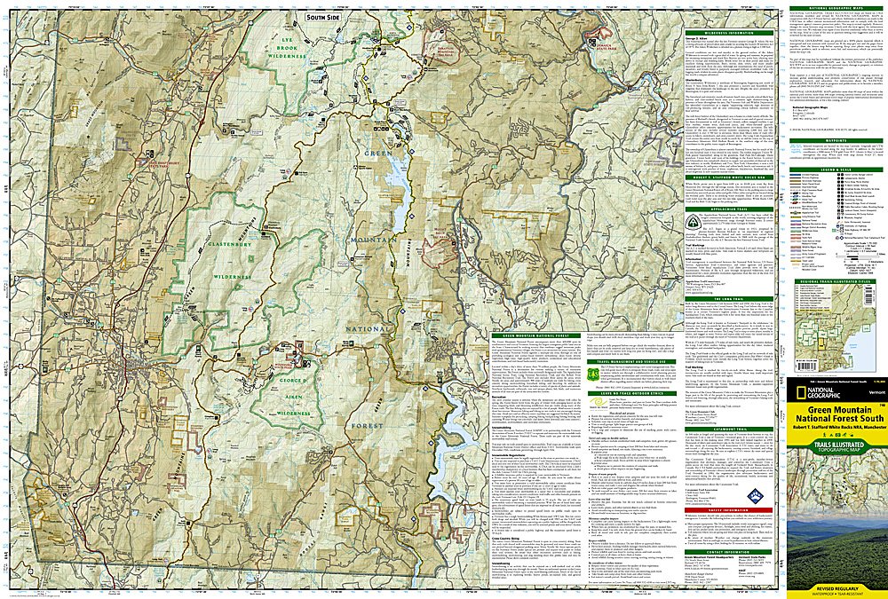 National Geographic Trails Illustrated VT Green Mountains Nat Forest S Map TI00000748