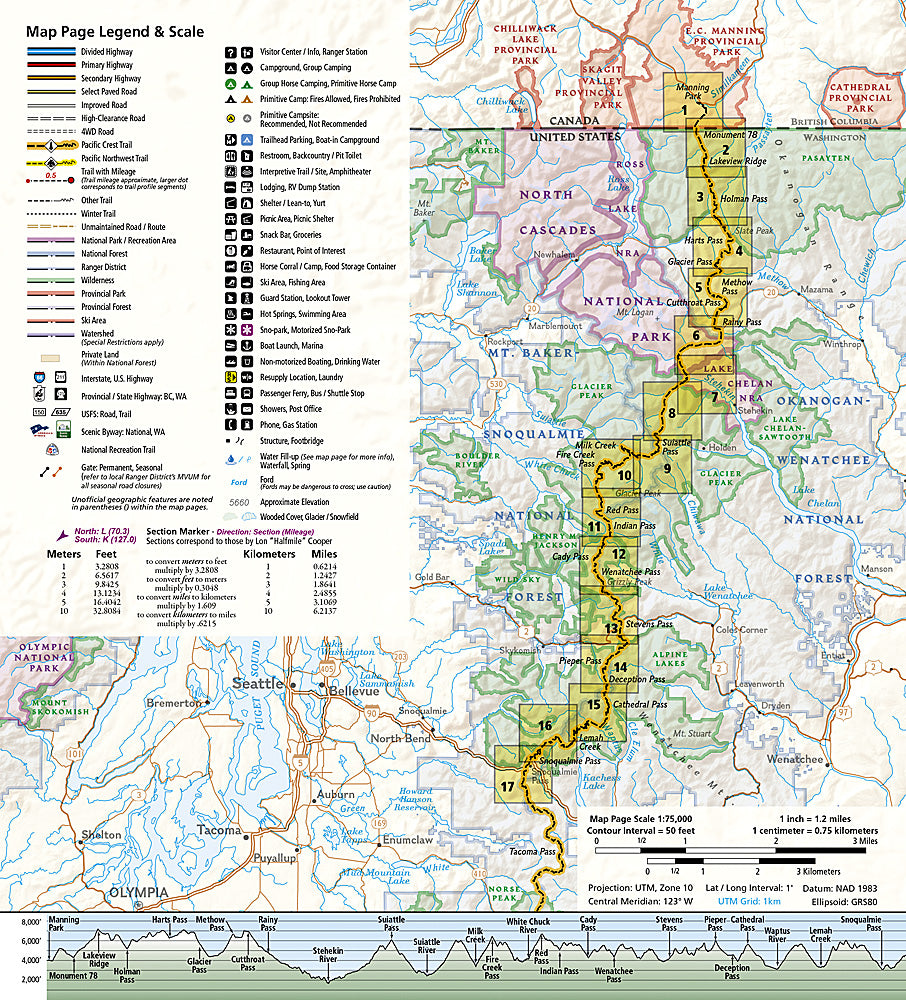 National Geographic TI Pacific Crest Trail WA North Map Guide TI00001002