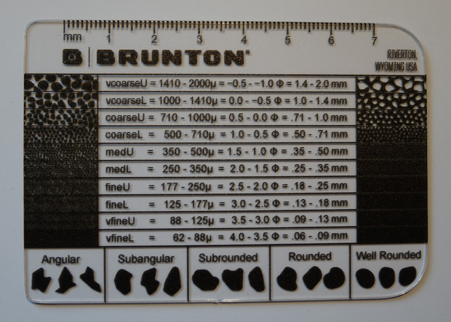 Brunton Grain Size Card Geology Reference Tool F-GRAINCARD