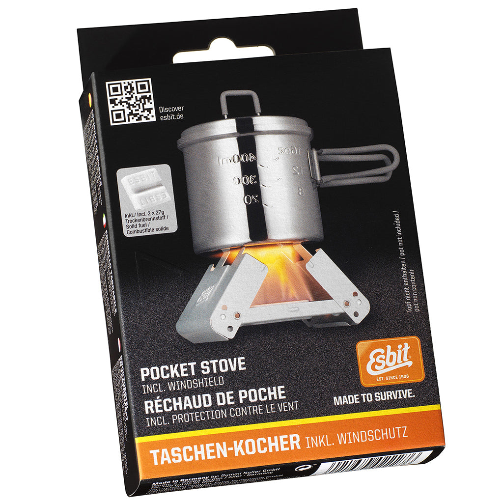 Esbit Folding Medium Pocket Stove w/2 Solid 27g Fuel Tablets E-STOVE-2X27
