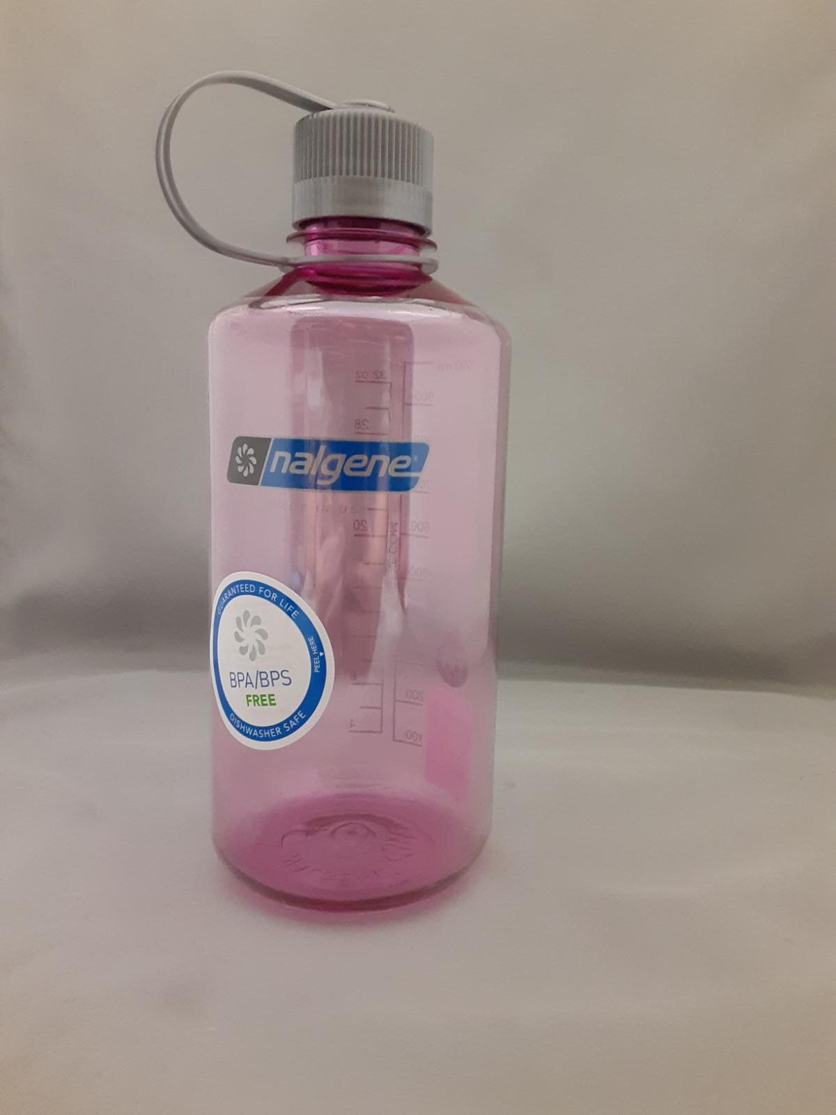Nalgene Narrow Mouth 32oz Loop Top Water Bottle Cosmo Pink w/Silver Lid BPA Free