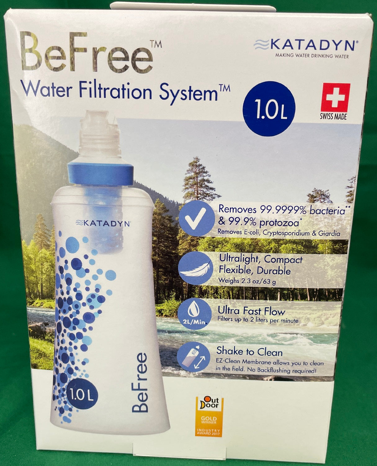 Katadyn BeFree 1.0L Collapsible Bottle Blue w/0.1 Micron Ez-Clean Filter 8018006