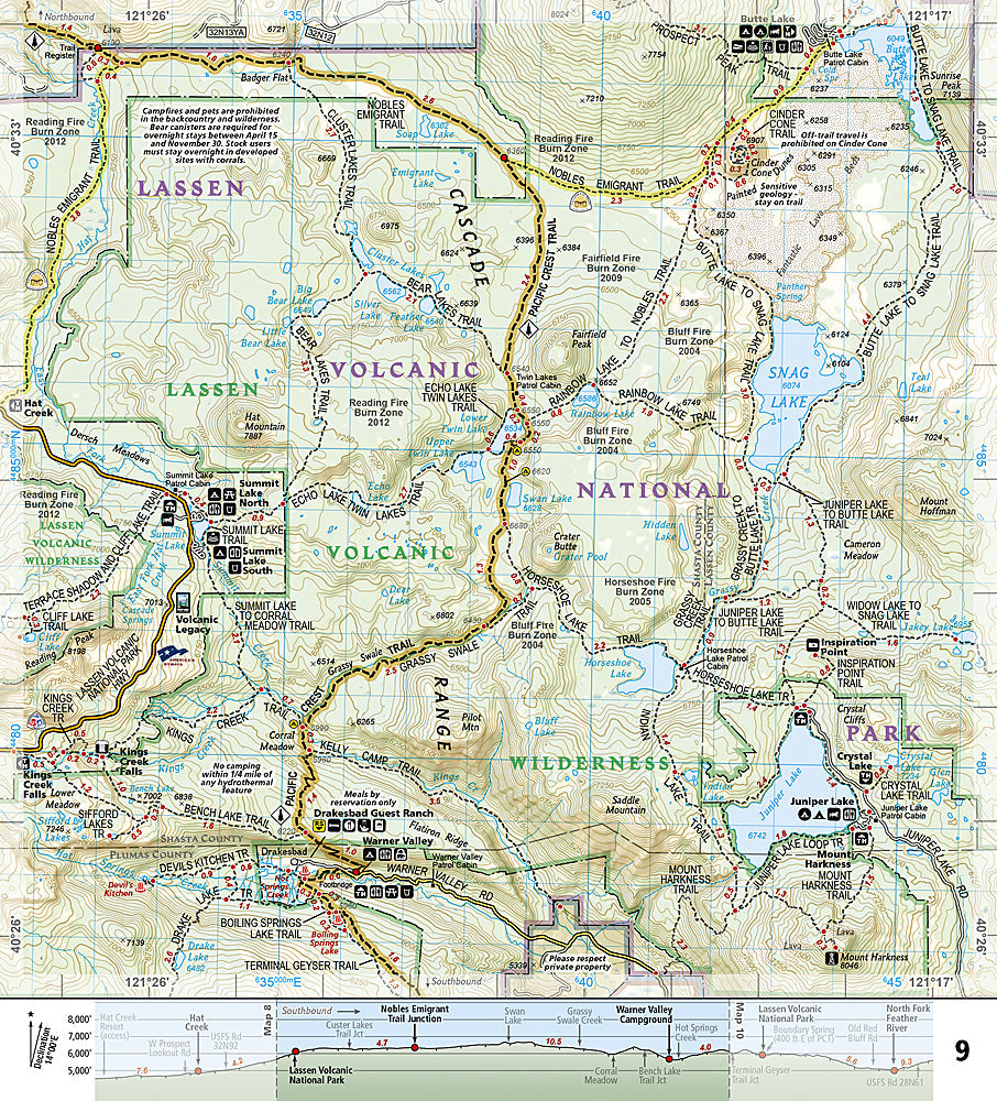 National Geographic TI Pacific Crest Trail CA Shasta Lassen Topographic Map Guide TI00001007